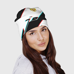 Шапка Россия спортивная геометрия глитч, цвет: 3D-принт — фото 2