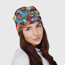 Шапка Абстрактное граффити - нейроарт завихренья, цвет: 3D-принт — фото 2