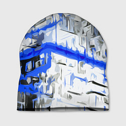 Шапка Сине-белая абстракция на чёрном фоне, цвет: 3D-принт