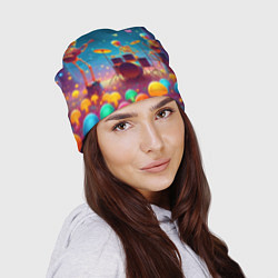 Шапка Квинтет скелетов музицирует на грибной поляне, цвет: 3D-принт — фото 2