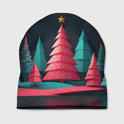 Шапка Новогодний ночной лес, цвет: 3D-принт