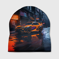 Шапка Оранжевый спорткар, цвет: 3D-принт
