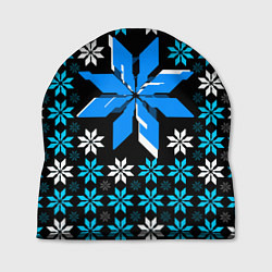 Шапка Сине-белые звёзды на чёрном фоне, цвет: 3D-принт