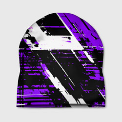 Шапка Diagonal black and white stripes on a purple backg, цвет: 3D-принт