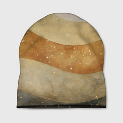 Шапка Бежево-золотые полосы с блестками, цвет: 3D-принт