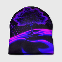 Шапка Дерево и звездопад неоновый космос, цвет: 3D-принт