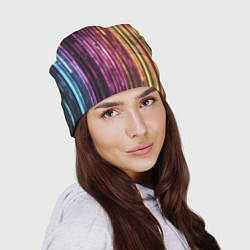 Шапка Неоновый и переливающийся киберпанк узор, цвет: 3D-принт — фото 2