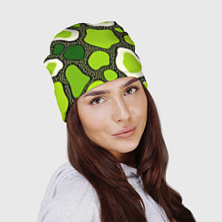 Шапка Зеленая абстракция с кругами, цвет: 3D-принт — фото 2
