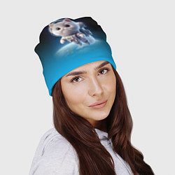 Шапка Милый белый котёнок космонавт, цвет: 3D-принт — фото 2