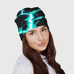 Шапка Color light blue black, цвет: 3D-принт — фото 2
