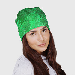 Шапка Зелёный малахит абстрактная текстура, цвет: 3D-принт — фото 2