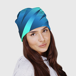 Шапка Сине-голубой абстрактные полосы, цвет: 3D-принт — фото 2