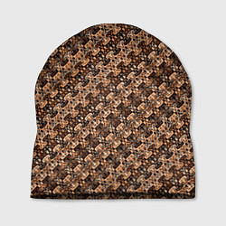 Шапка Тёмный коричневый полосы узоры, цвет: 3D-принт