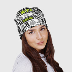 Шапка Pattern with inscriptions hustle sand boy, цвет: 3D-принт — фото 2