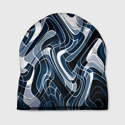 Шапка Тёмно-синий искажённая абстракция, цвет: 3D-принт