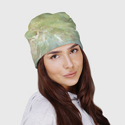 Шапка Абстракция - white waves on green background, цвет: 3D-принт — фото 2