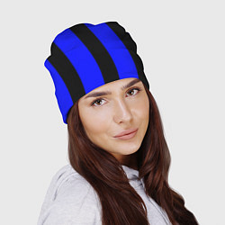 Шапка Color blue black stripes, цвет: 3D-принт — фото 2