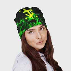Шапка Doom кислотное лого огненный, цвет: 3D-принт — фото 2