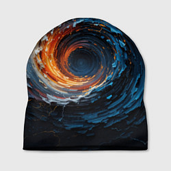 Шапка Краска синяя и оранжевая в форме вихря, цвет: 3D-принт