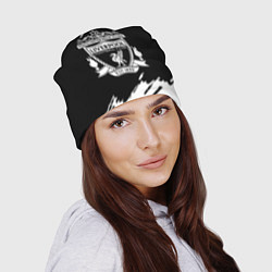 Шапка Liverpool белые краски штрихи, цвет: 3D-принт — фото 2