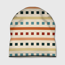 Шапка Пиксели и полосы орнамент осенний рябиновый, цвет: 3D-принт