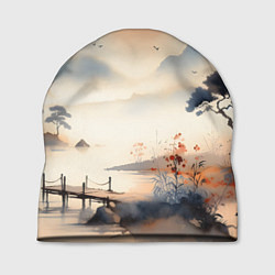 Шапка Таинственный Японский пейзаж - акварель, цвет: 3D-принт
