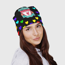 Шапка Ливерпуль пиксельные сердца, цвет: 3D-принт — фото 2