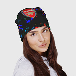 Шапка Arsenal неоновые брызги красок, цвет: 3D-принт — фото 2
