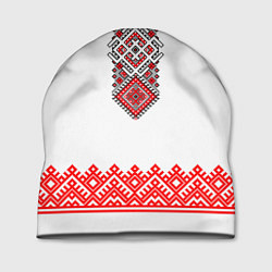 Шапка Славянская вышиванка с узорами и оберегом, цвет: 3D-принт