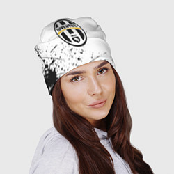 Шапка Ювентус черные краски всплеск, цвет: 3D-принт — фото 2