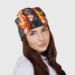 Шапка Огненная лошадь на темном, цвет: 3D-принт — фото 2