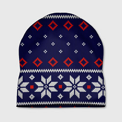 Шапка Вязаный новогодний узор, цвет: 3D-принт