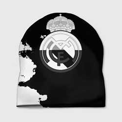 Шапка Реал Мадрид черно белые краски, цвет: 3D-принт