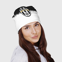 Шапка Juventus черно белые краски текстура, цвет: 3D-принт — фото 2