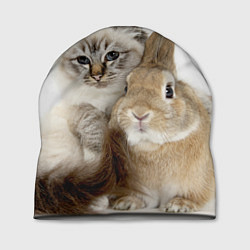 Шапка Кот и кролик пушистые, цвет: 3D-принт
