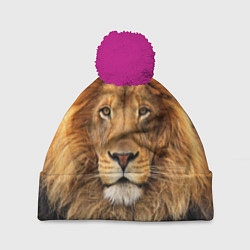 Шапка с помпоном Красавец лев, цвет: 3D-малиновый