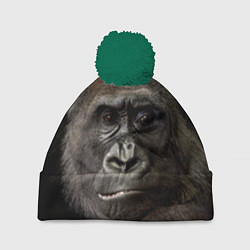 Шапка с помпоном Глаза гориллы, цвет: 3D-зеленый