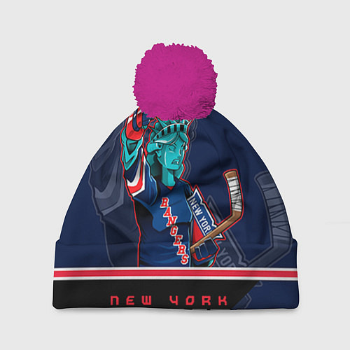 Шапка c помпоном New York Rangers / 3D-Малиновый – фото 1