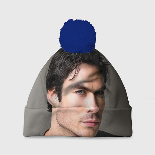 Шапка c помпоном Ian Somerhalder / 3D-Тёмно-синий – фото 1