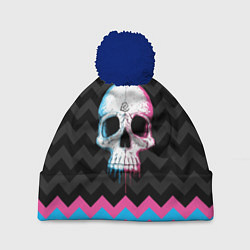Шапка с помпоном Colored Skull, цвет: 3D-тёмно-синий