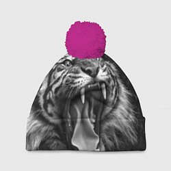 Шапка с помпоном Гнев тигра, цвет: 3D-малиновый