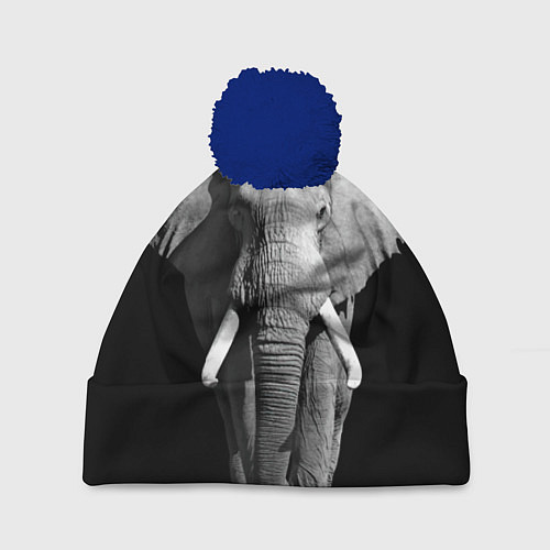 Шапка c помпоном Старый слон / 3D-Тёмно-синий – фото 1