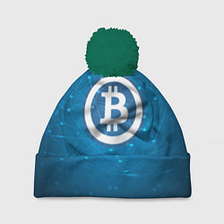 Шапка с помпоном Bitcoin Blue, цвет: 3D-зеленый