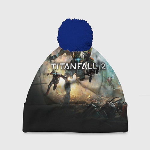 Шапка c помпоном Titanfall Battle / 3D-Тёмно-синий – фото 1