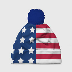 Шапка с помпоном USA Flag, цвет: 3D-тёмно-синий