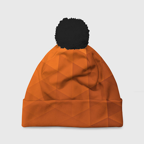 Шапка c помпоном Orange abstraction / 3D-Черный – фото 1