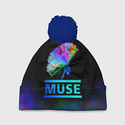 Шапка с помпоном Muse: Neon Flower, цвет: 3D-тёмно-синий