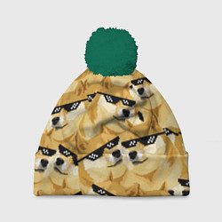Шапка с помпоном Doge: Deal with it, цвет: 3D-зеленый
