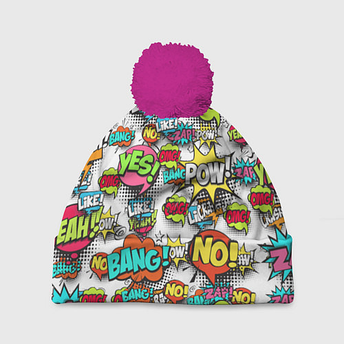 Шапка c помпоном Pop art Fashion / 3D-Малиновый – фото 1