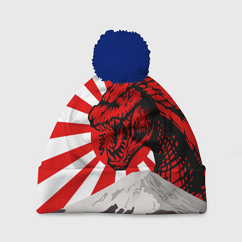 Шапка c помпоном Japanese Godzilla / 3D-Тёмно-синий – фото 1